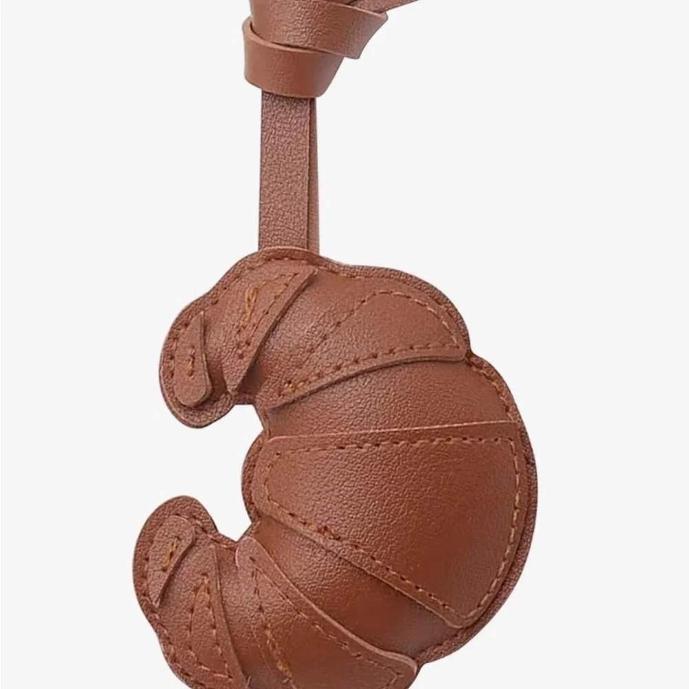 Croissant Leather like purse charm or Keychain